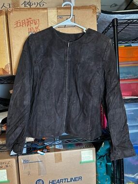 Valerie Stevens Dark Brown Suede Zip-Front Jacket